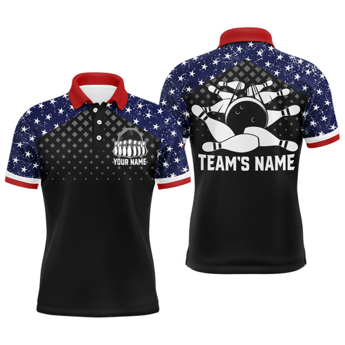 Patriotic Bowling Polo Shirt For Men Custom Bowling Team League Jersey USA Flag Bowling Shirt BDT140
