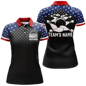 Patriotic Bowling Polo Shirt For Women Custom Ladies Bowling Team League Jersey USA Bowling Shirt BDT141