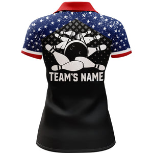 Patriotic Bowling Polo Shirt For Women Custom Ladies Bowling Team League Jersey USA Bowling Shirt BDT141
