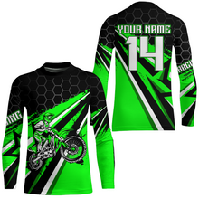 Load image into Gallery viewer, Custom Dirt Bike Jersey Green UPF30+ Kid Motocross Shirt Boys Girls MX Jersey Men Women Motorcycle PDT594