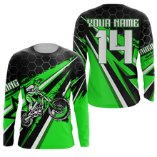 Load image into Gallery viewer, Custom Dirt Bike Jersey Green UPF30+ Kid Motocross Shirt Boys Girls MX Jersey Men Women Motorcycle PDT594