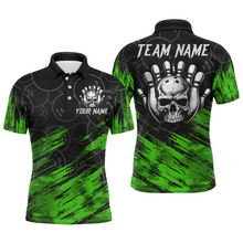 Load image into Gallery viewer, Green Skull Bowling Polo Shirt for Men &amp; Women Custom Funny Bowling Team Jersey BDT470