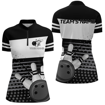 Bowling Quarter-Zip Shirts Women Bowling Team Jersey Custom Bowling Shirt BDT223
