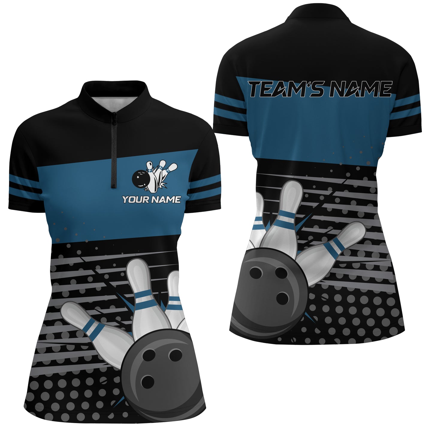 Bowling Quarter-Zip Shirts Women Bowling Team Jersey Custom Bowling Shirt BDT223