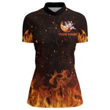 Load image into Gallery viewer, Personalized Women&#39;s Bowling Team Shirt Flame Bowling Jersey Custom Funny Bowling 1/4 Zip Shirt BDT330