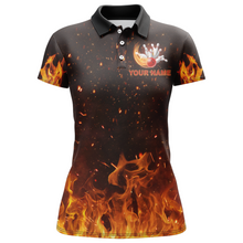 Load image into Gallery viewer, Personalized Women&#39;s Bowling Team Shirt Flame Bowling Jersey Custom Funny Bowling Polo Shirt BDT330