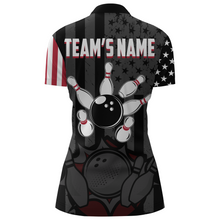 Load image into Gallery viewer, Custom American Bowling Shirt For Women Black Bowling Jersey Team League Bowling 1/4 Zip Shirt BDT334