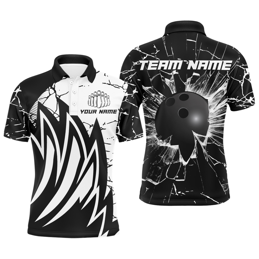 Custom Black&White Bowling Jersey Team League Bowling Polo Shirts Men And Women BDT522