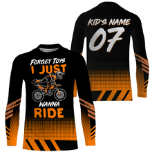 Load image into Gallery viewer, Kid Custom Motocross Jersey Forget Toys I Just Wanna Ride Dirt Bike UPF30+ Youth Racing Motorcycle NMS954