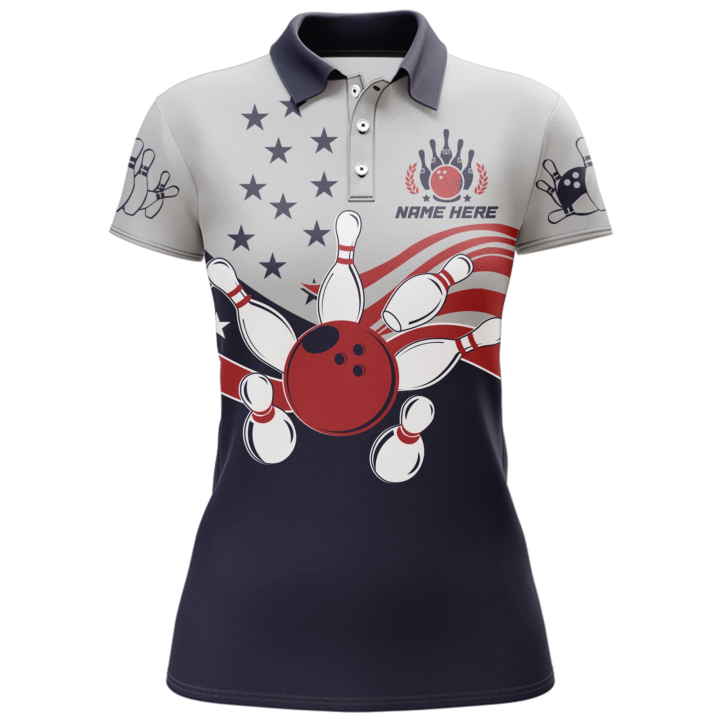 American Flag Bowling Polo Shirts For Women Custom Bowling Team League Jersey For Ladies BDT185