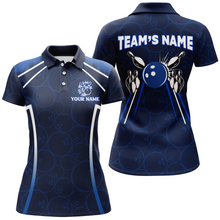 Load image into Gallery viewer, Custom Bowling Polo Shirt For Women Navy Bowling Team Jersey Couple Bowling Shirt BDT342