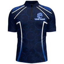 Load image into Gallery viewer, Custom Bowling Quarter-Zip Shirt For Men Navy Bowling Team Jersey Couple Bowling Shirt BDT342