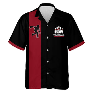 Black&Red Bowling Shirt For Men & Women Custom Retro Bowling Jersey Hawaiian Bowling League Shirt BDT350