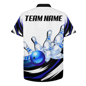 Blue Bowling Shirt For Men & Women Custom Funny Bowling Jersey Hawaiian Bowling League Shirt BDT352