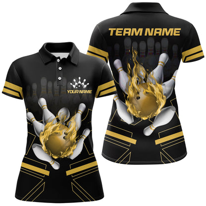 Custom Flame Bowling Jersey For Women Bowling Team Shirt League Bowling Polo Shirt BDT303
