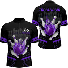Load image into Gallery viewer, Custom Flame Bowling Jersey For Men Bowling Team Shirt League Bowling Quarter-Zip Shirt BDT303