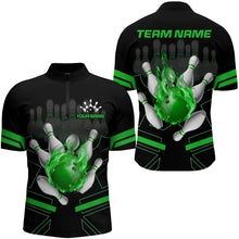 Load image into Gallery viewer, Custom Flame Bowling Jersey For Men Bowling Team Shirt League Bowling Quarter-Zip Shirt BDT303