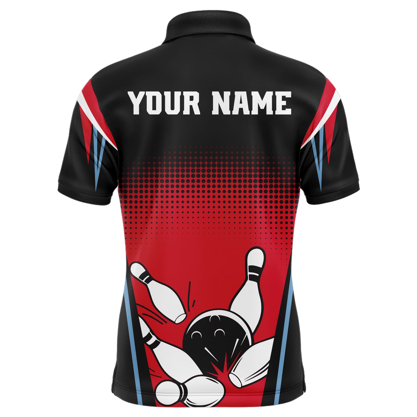 Custom Bowling Polo Shirt Black&Red Bowling Jersey For Men Custom Bowling Team Shirts BDT256