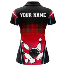 Load image into Gallery viewer, Custom Bowling Polo Shirt Black&amp;Red Bowling Jersey For Women Custom Bowling Team Shirts BDT256