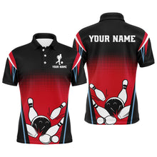 Load image into Gallery viewer, Custom Bowling Polo Shirt Black&amp;Red Bowling Jersey For Men Custom Bowling Team Shirts BDT256