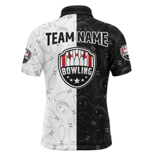 Load image into Gallery viewer, American Bowling Shirts Men Black&amp;White Bowling Team Jersey Custom Bowling Polo Shirt BDT359