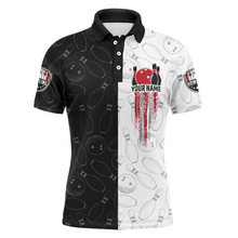Load image into Gallery viewer, American Bowling Shirts Men Black&amp;White Bowling Team Jersey Custom Bowling Polo Shirt BDT359