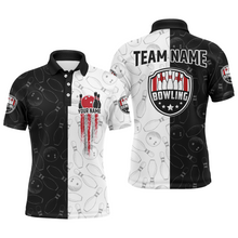 Load image into Gallery viewer, American Bowling Shirts Men Black&amp;White Bowling Team Jersey Custom Bowling Polo Shirt BDT359