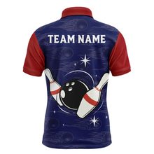 Load image into Gallery viewer, Navy Bowling Polo Shirt Men Custom American Bowling Jersey Seamless Pattern Bowling Shirts BDT319