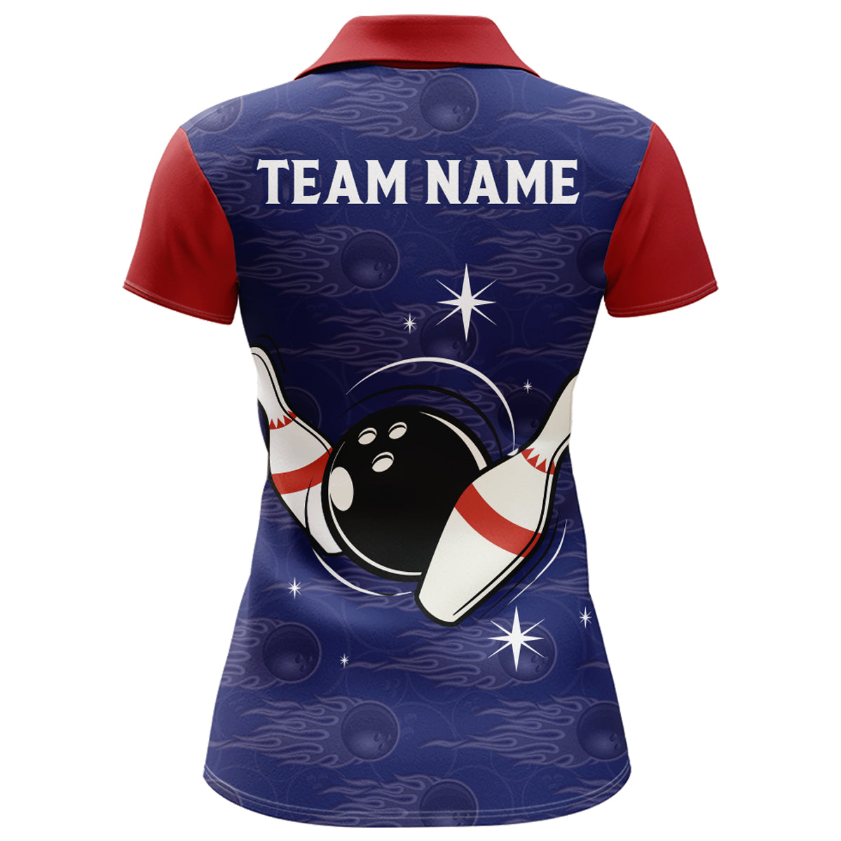 Navy Bowling Polo Shirt Women Custom American Bowling Jersey Seamless Pattern Bowling Shirts BDT319