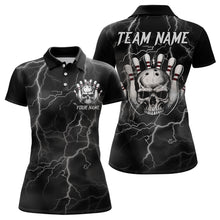 Load image into Gallery viewer, Skull Bowling League Shirt Women Bowling Jersey Team Lightning Thunder Bowling Polo Shirt BDT335