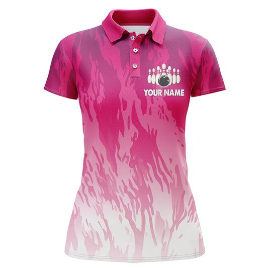 Pink Bowling Shirt For Women Couple Bowling Jersey Team Custom Bowling Polo Shirt BDT341