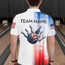 Load image into Gallery viewer, Patriotic Bowling Shirt Custom Bowling Jersey Men Women Team Bowling Polo 1/4 Zip Shirt MBL46