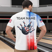 Load image into Gallery viewer, Patriotic Bowling Shirt Custom Bowling Jersey Men Women Team Bowling Polo 1/4 Zip Shirt MBL46