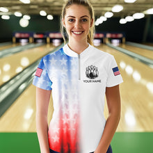 Load image into Gallery viewer, Patriotic Bowling Shirt Custom Bowling Jersey Men Women Team Bowling Polo 1/4 Zip Shirt MBL46