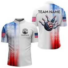 Load image into Gallery viewer, Patriotic Bowling Shirt Custom Bowling Jersey Men Women Team Bowling Polo 1/4 Zip Shirt MBL46