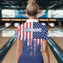 Load image into Gallery viewer, Patriotic Bowling Shirt Custom Men Women Team Bowling Jersey Bowling Polo 1/4 Zip Shirt MBL47