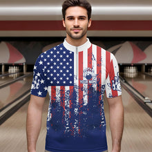 Load image into Gallery viewer, Patriotic Bowling Shirt Custom Men Women Team Bowling Jersey Bowling Polo 1/4 Zip Shirt MBL47