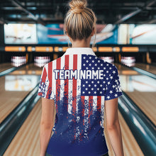 Load image into Gallery viewer, Patriotic Bowling Shirt Custom Men Women Team Bowling Jersey Bowling Polo 1/4 Zip Shirt MBL47