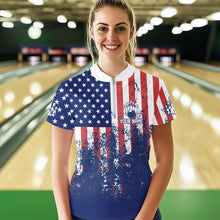 Load image into Gallery viewer, Patriotic Bowling Shirt Custom Men Women Team Bowling Jersey Bowling Polo 1/4 Zip Shirt MBL47
