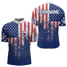 Load image into Gallery viewer, Patriotic Bowling Shirt Custom Men Women Team Bowling Jersey Bowling Polo 1/4 Zip Shirt MBL47