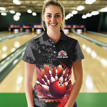 Load image into Gallery viewer, Custom Red Bowling Shirts for Men Women Team Bowling Polo and Quarter Zip for Bowler MBL75