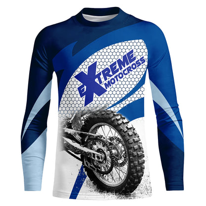 Motocross Jersey Blue UPF30+ Dirt Bike Racing shirt Off-Road Adult Kid Motorcycle XM17