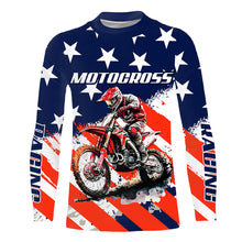 Load image into Gallery viewer, American Flag Racing Jersey UPF30+ Youth Motocross Shirt USA Custom Dirt Bike Shirt Boys Girls Men XM10