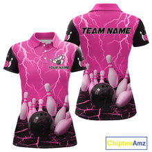 Load image into Gallery viewer, Pink Thunder Lightning &amp; Lava Bowling Shirt for Men Women Team Bowling Jersey MBL92