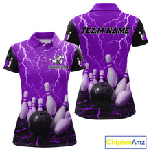 Load image into Gallery viewer, Purple Thunder Lightning &amp; Lava Bowling Shirt for Men Women Team Bowling Jersey MBL92