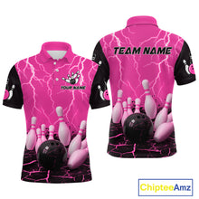 Load image into Gallery viewer, Pink Thunder Lightning &amp; Lava Bowling Shirt for Men Women Team Bowling Jersey MBL92