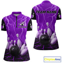 Load image into Gallery viewer, Purple Thunder Lightning &amp; Lava Bowling Shirt for Men Women Team Bowling Jersey MBL92