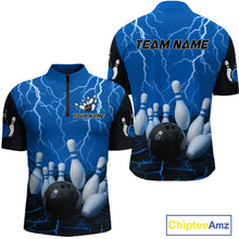 Load image into Gallery viewer, Blue Thunder Lightning &amp; Lava Bowling Shirt for Men Women Team Bowling Jersey MBL92