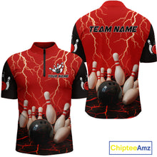 Load image into Gallery viewer, Red Thunder Lightning &amp; Lava Bowling Shirt for Men Women Team Bowling Jersey MBL92