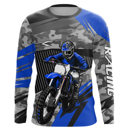 Motocross Racing Jersey Blue Upf30+ Dirt Bike Off-Road Shirt Motorcycle Kid Men Women XM282